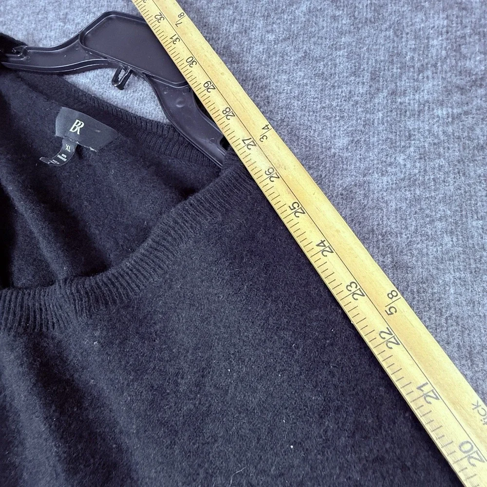 Banana Republic Sweater Mens Sz XL 100% Cashmere Black Heather V-neck‎